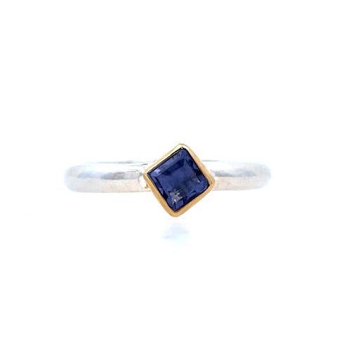 Tt Polished Sterling Silver/22K Vermeil Princess Bezel Stackable Ring