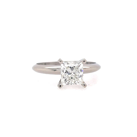 Lady's White Polished 14 Karat Four Prong Solitaire Engagement Ring Si