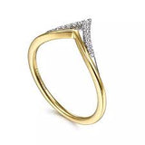 Lady's Yellow 14 Karat 'V' Ring Fashion Ring Size 6.5 With 0.06Tw Roun