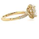 Low Profile Halo Pave' Ring | 14k Yellow