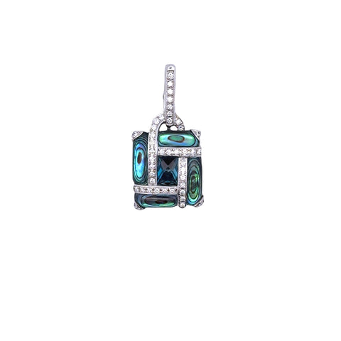 Lady's White 14 Karat Square Necklace With 3.85Tw V Abalone Doublets,