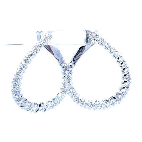 Lady's White 14 Karat Curved Teardrop Earrings With 2.00Tw Round G/H S