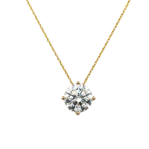 Lady's Yellow 14 Karat Prong Set Lab Created Necklace With One 2.00Ct