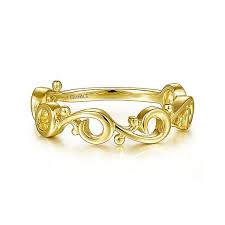 Lady's Yellow 14 Karat Swirling Stackable Fashion Ring Size 6.5