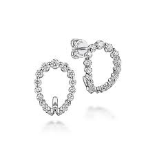 Lady's White 14 Karat Twist Earrings With 1.01Tw Round H/I Si2 Diamond