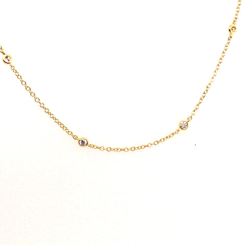 Lady's Yellow 18 Karat Diamond By The Inch, Bezel Set Necklace Length