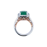 Halo Fashion Ring | 18k White/Rose (3.14ct Emerald)