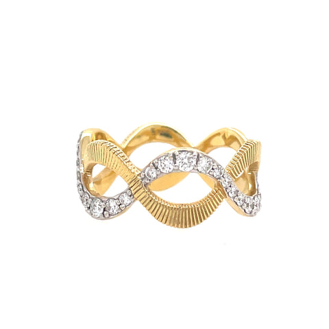 Lady's Yellow 18 Karat Braided Stria Eternity Fashion Ring Size 6.5 Wi