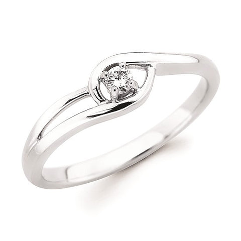 Lady's White 10 Karat Harmony Promise Ring, Encircled Fashion Ring Wit