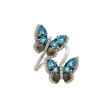 Double Butterfly Fashion Ring | 14 White