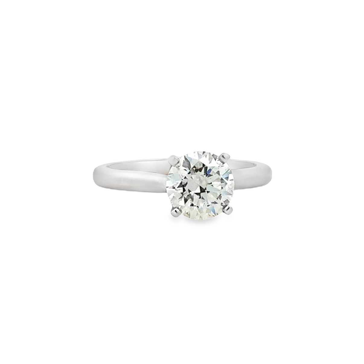 Lady's White 14 Karat Solitaire Engagement Ring Size 6.5 With One = 1.50Ct Round L Vs2 Diamond