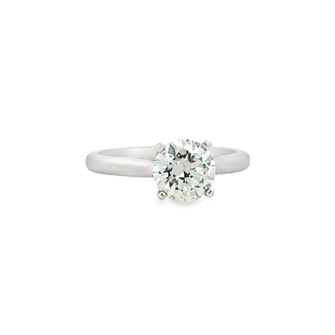 Lady's White 14 Karat Solitaire Engagement Ring Size 6.5 With One = 1.50Ct Round L Vs2 Diamond