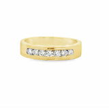 Gent's Yellow 14 Karat Channel Set Wedding Band Size 10 With 7 = 0.483Tw Round G/H Si1 Diamonds Weight: 7.2