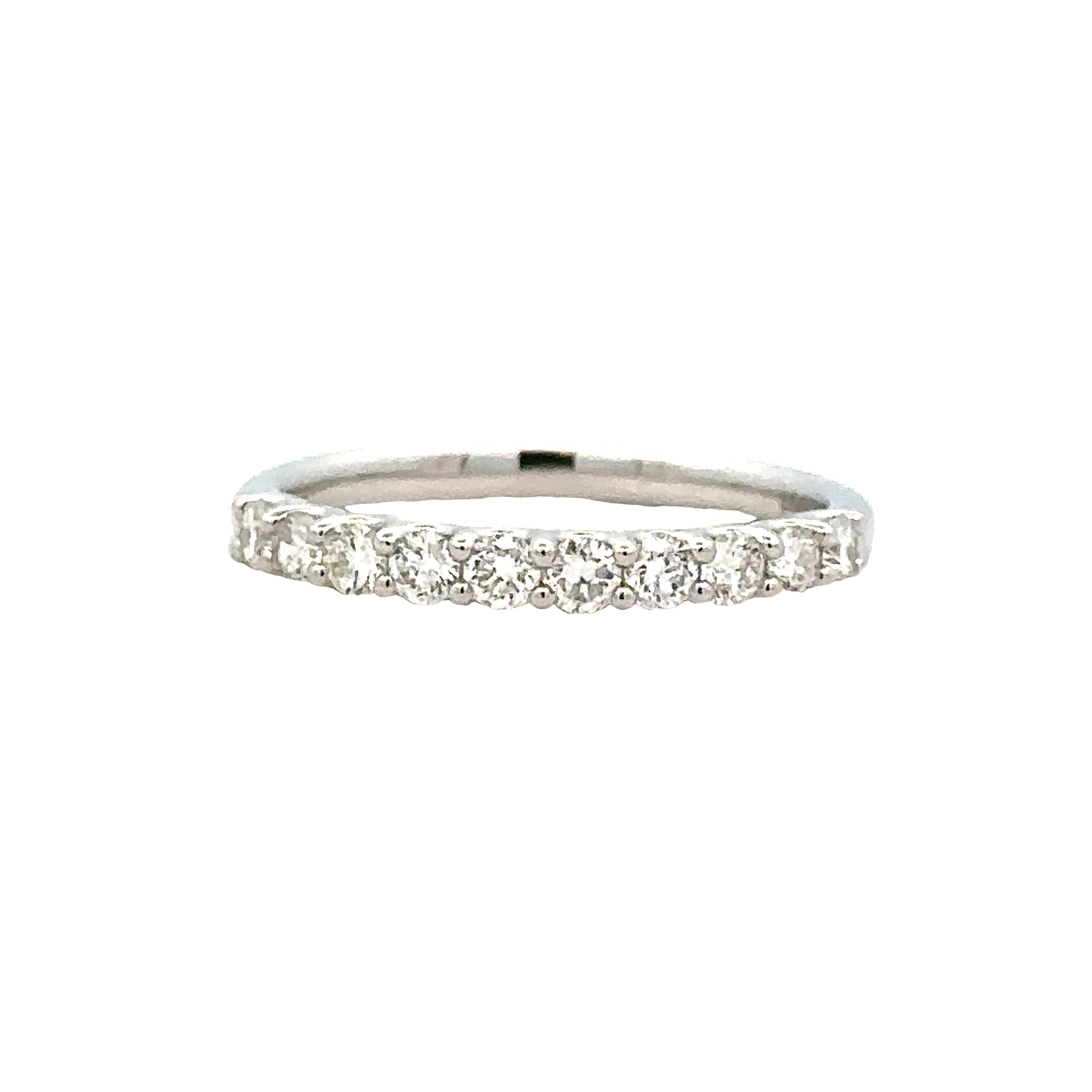 Lady's White 14 Karat "U" Basket Shared Prong Anniversary Ring Size 6 With 10 0.45Tw Round G/H Si1 Diamonds