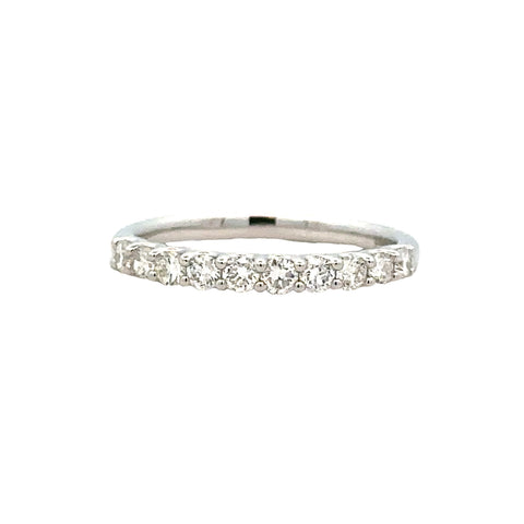 Lady's White 14 Karat "U" Basket Shared Prong Anniversary Ring Size 6 With 10 0.45Tw Round G/H Si1 Diamonds