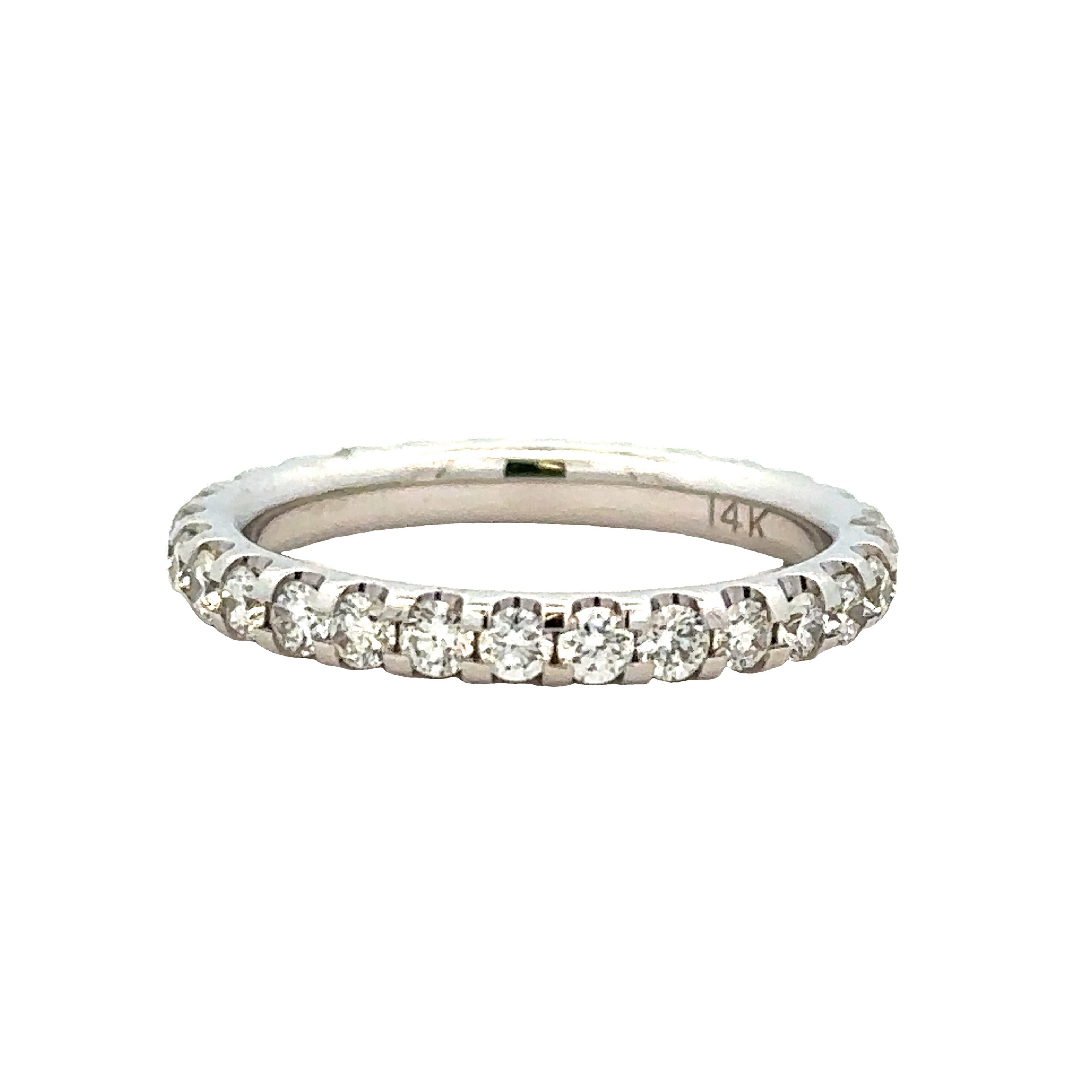 Lady's White 14 Karat "U" Prong Eternity Anniversary Ring Size 6 With 29=1.05Tw Round G/H SI1 Diamonds