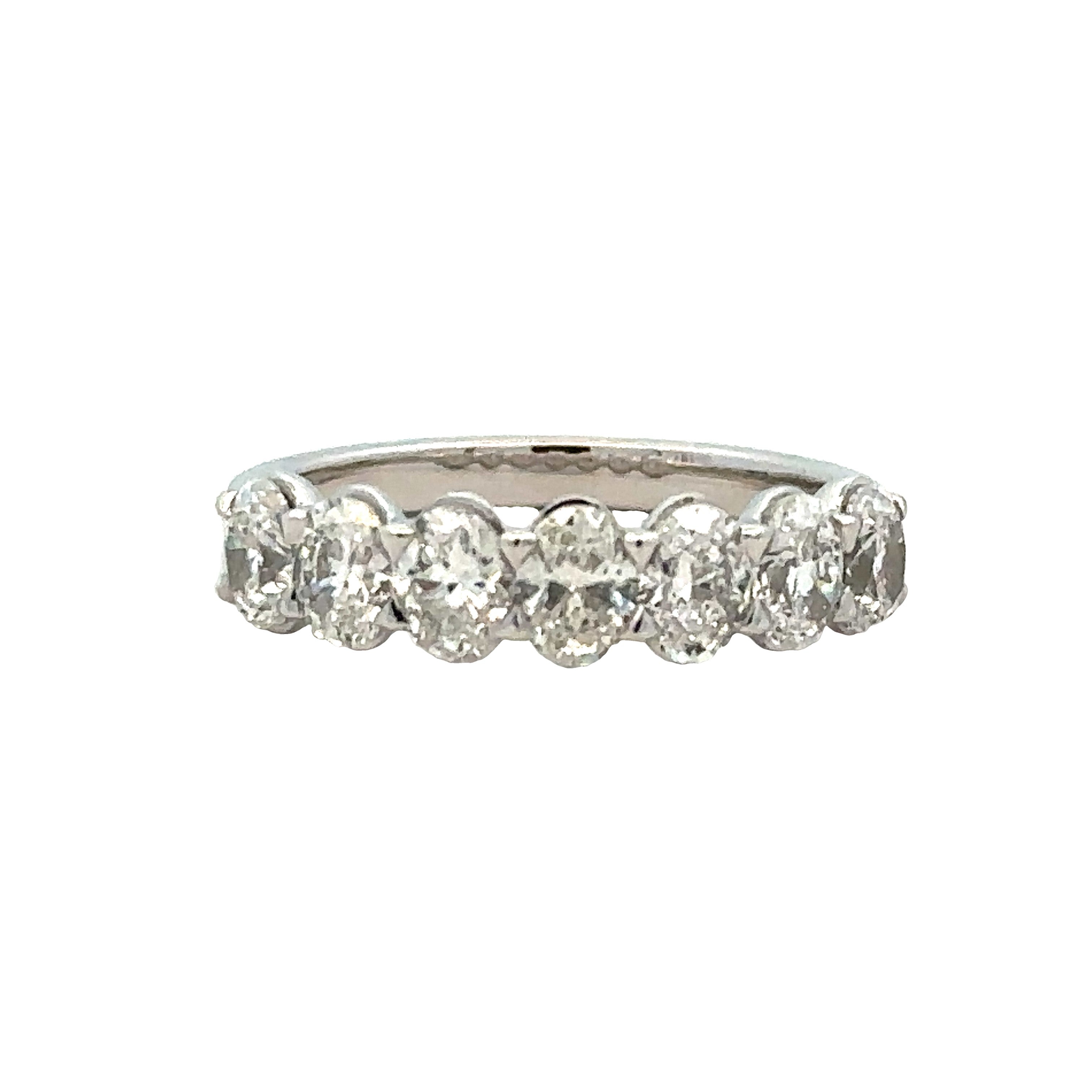 Lady's White 14 Karat Seven Stone Anniversary Ring Size 6.5 With 7=1.67Tw Oval G/H Vs2/SI1 Diamonds