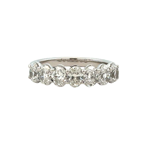 Lady's White 14 Karat Seven Stone Anniversary Ring Size 6.5 7=1.66tw Oval G/H VS2/SI1 Diamonds Weight: 2.8