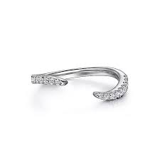Lady's White 14 Karat Curved Open Anniversary Ring Size 6.5 With 0.22Tw Round G/H Si2 Diamonds