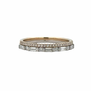Lady's Yellow/White 14 Karat Double Row Anniversary Ring 5 0.22tw Baguette G/H VS2 Diamonds
29 0.18tw Round G/H SI1 Diamonds