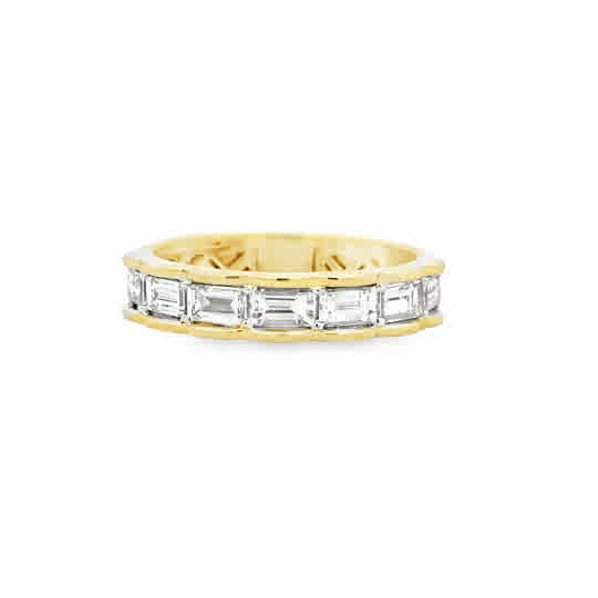 Lady's Yellow 14 Karat East To West, Scallop Anniversary Ring Size 7.5 7 = 1.288tw Baguette G/H VS2 Diamonds Weight: 4.1