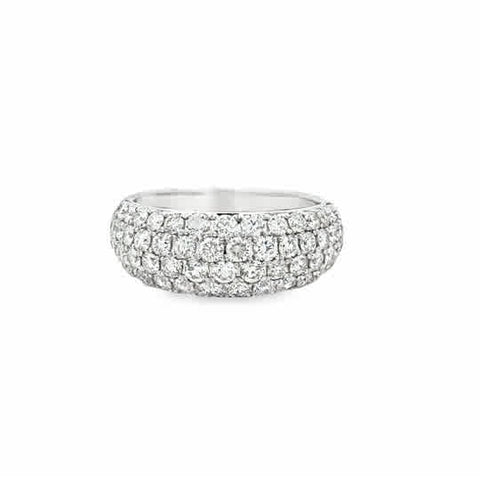 Lady's White 14 Karat Domed Pave' Anniversary Ring Size 7 = 1.92tw Round G/H SI1 Diamonds Weight: 5.3