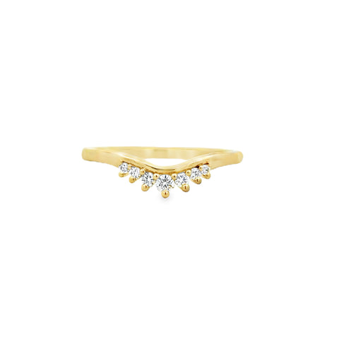 Lady's Yellow 14 Karat Curved Anniversary Ring Size 7 With 7 = 0.12Tw Round G/H Si1 Diamonds