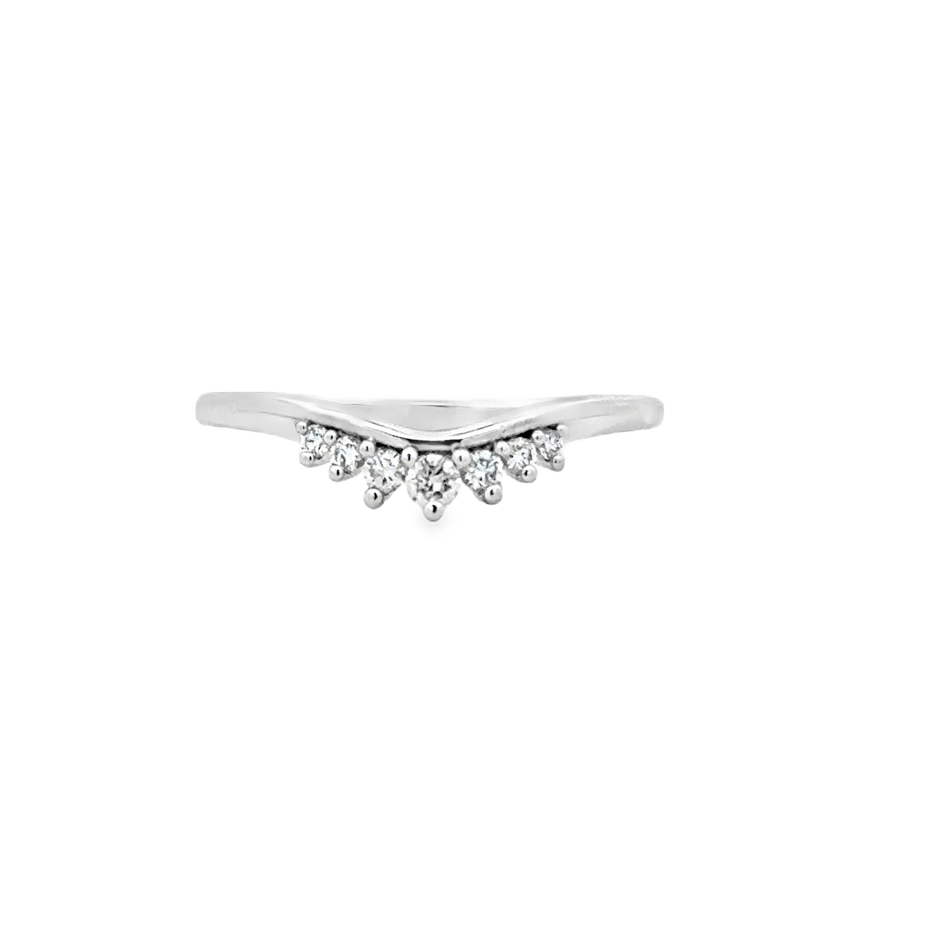 Lady's White 14 Karat Curved Anniversary Ring Size 7 With 7 = 0.12Tw Round G/H Si1 Diamonds