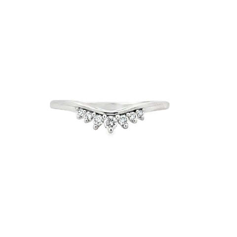 Lady's White 14 Karat Curved Anniversary Ring Size 7 With 7 = 0.12Tw Round G/H Si1 Diamonds