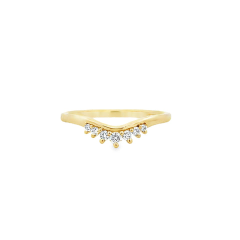 Lady's Yellow 14 Karat Curved Anniversary Ring Size 7 With 7 = 0.12Tw Round G/H Si1 Diamonds