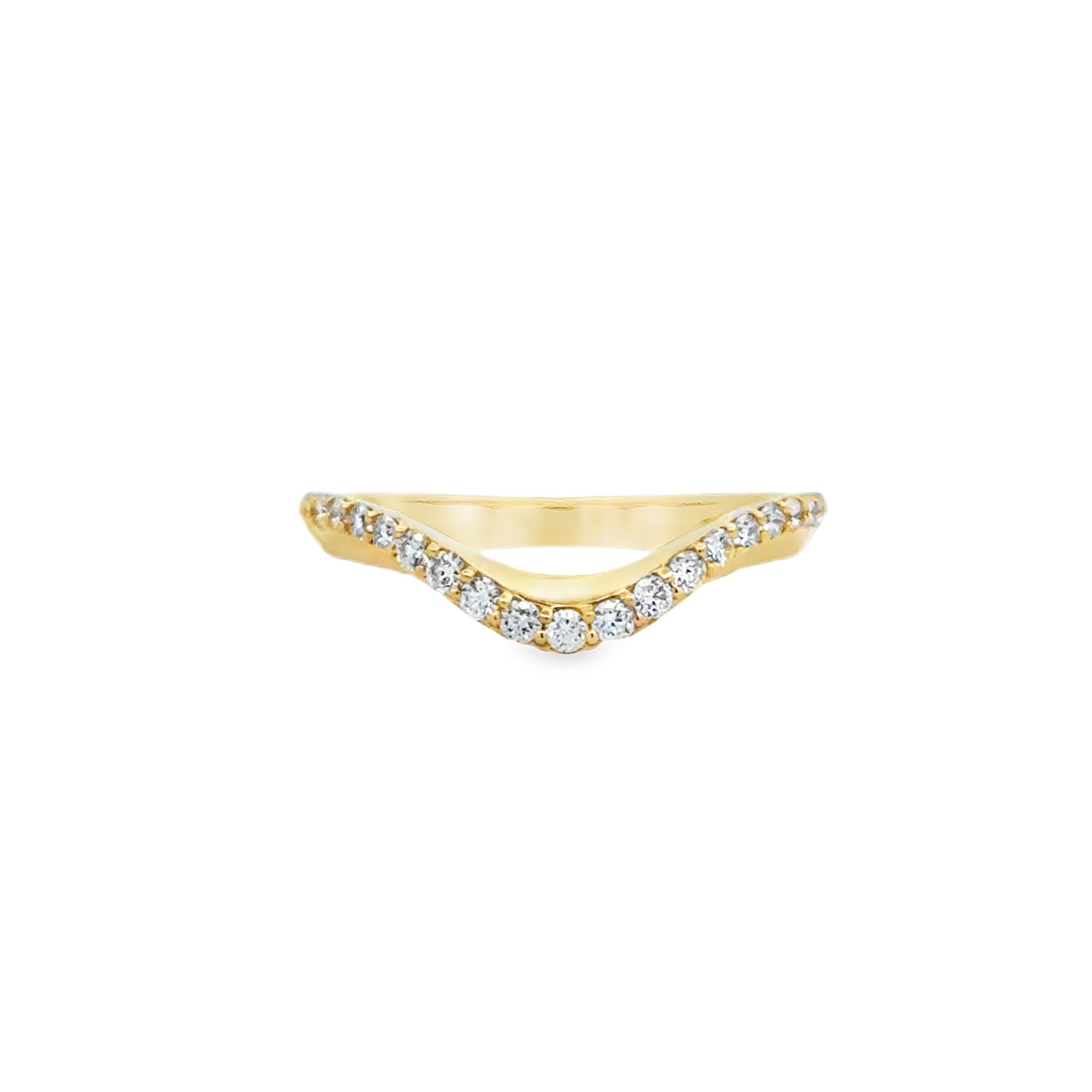 Lady's Yellow 14 Karat Curved Anniversary Ring Size 7 With = 0.25Tw Round G/H Si1 Diamonds