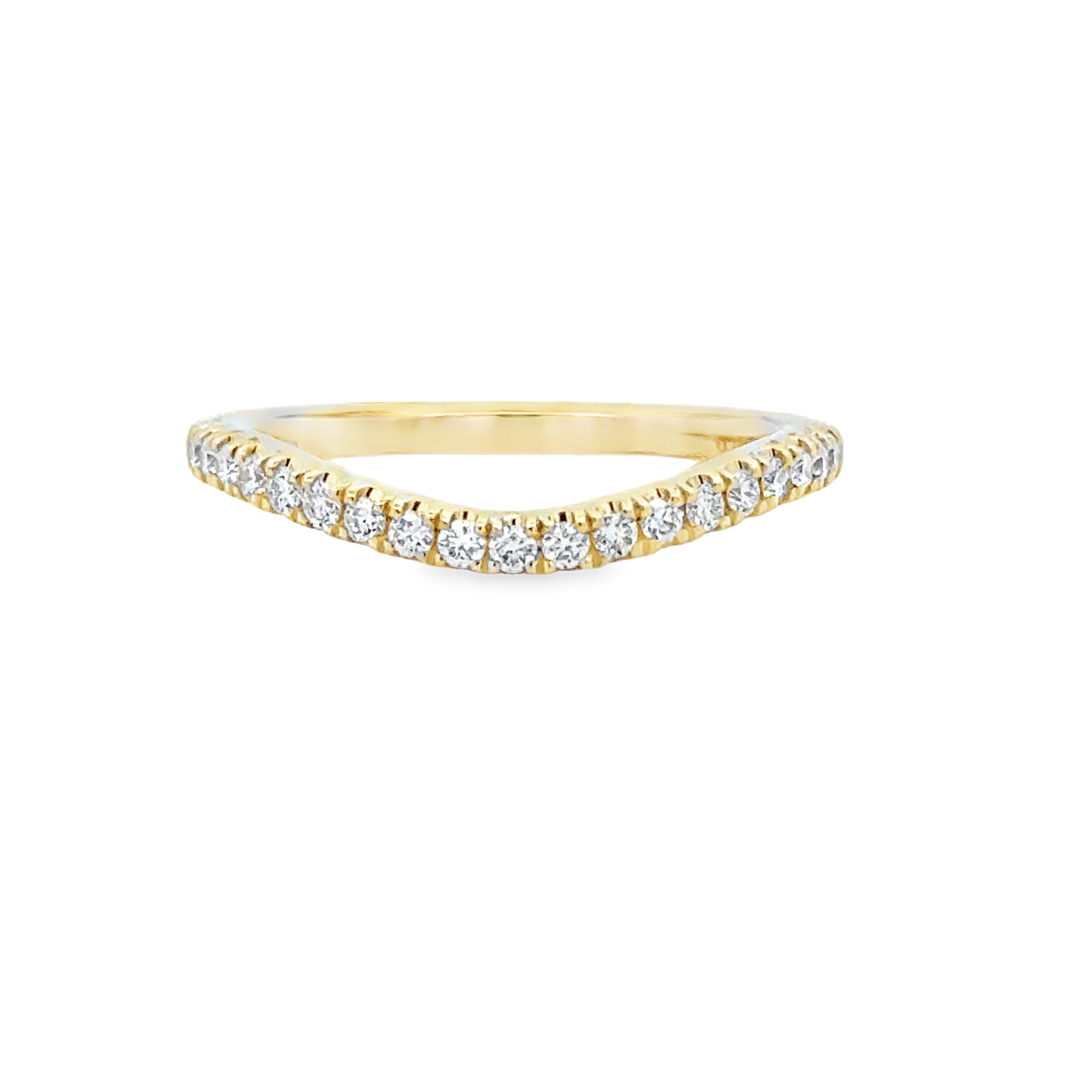 Lady's Yellow 14 Karat Prong Set Anniversary Ring Size 6.5 = 0.25tw Round G/H SI1 Diamonds