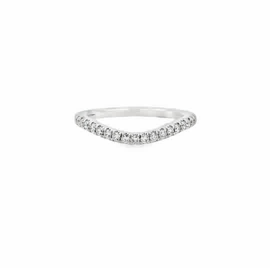 Lady's White 14 Karat Prong Set, Curved Anniversary Ring Size 6.5 = 0.26tw Round G/H SI2 Diamonds