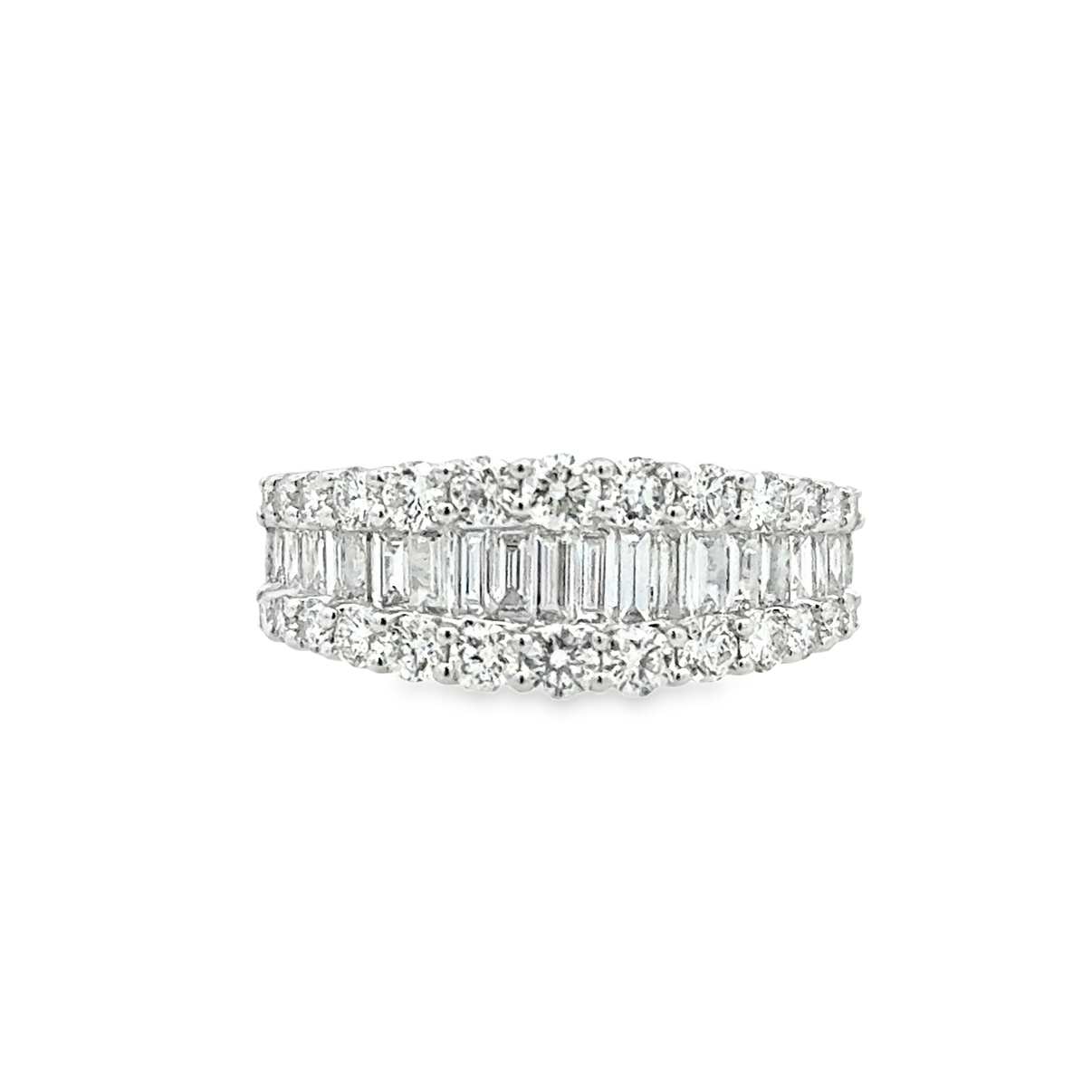 Lady's White 14 Karat Tapered Anniversary Ring = 1.50tw Various Shapes G/H SI2 Diamonds