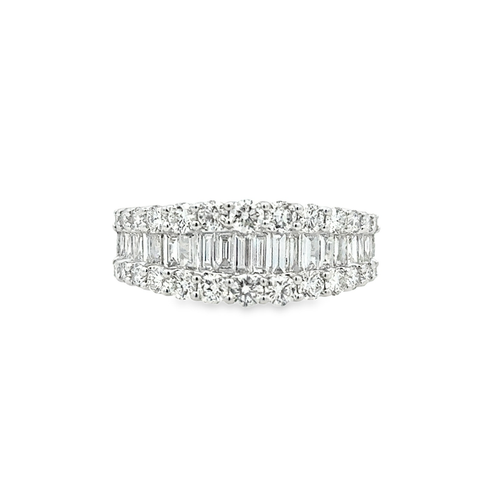 Lady's White 14 Karat Tapered Anniversary Ring = 1.50tw Various Shapes G/H SI2 Diamonds