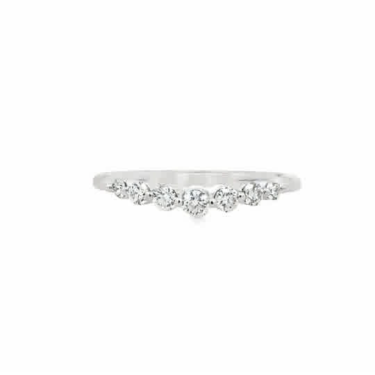 Lady's White 14 Karat Single Prong, Curved Anniversary Ring Size 6.5 7 = 0.35tw Round G/H SI2 Diamonds