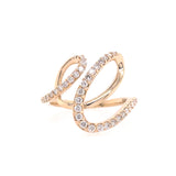 Lady's Yellow 14 Karat Freeform Fashion Ring Size 6.5 With 0.40Tw Round H/I Si1 Diamonds