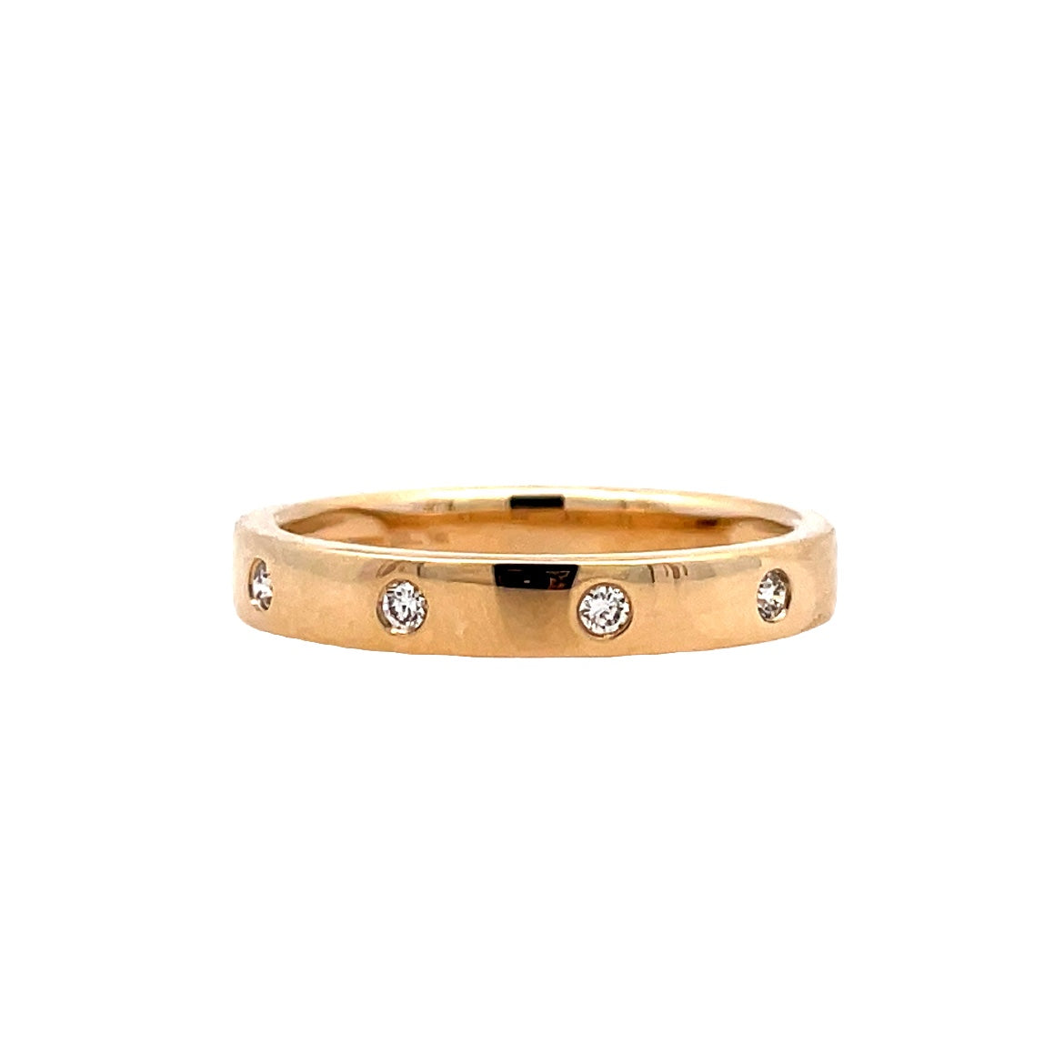Lady's Yellow 14 Karat Flat Band With Inlay Fashion Ring With 4=0.07Tw Round G/H Si1 Diamonds