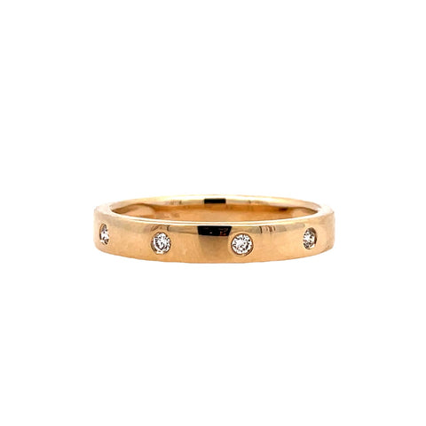 Lady's Yellow 14 Karat Flat Band With Inlay Fashion Ring With 4=0.07Tw Round G/H Si1 Diamonds