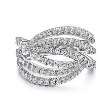 Lady's White 14 Karat Crossover Fashion Ring Size 6.5 With 1.21Tw Round H/I Si2 Diamonds