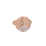 Lady's Yellow 14 Karat Satin Circle, Shield 15.5Mm Fashion Ring With 0.49Tw Round G/H Si1 Diamonds