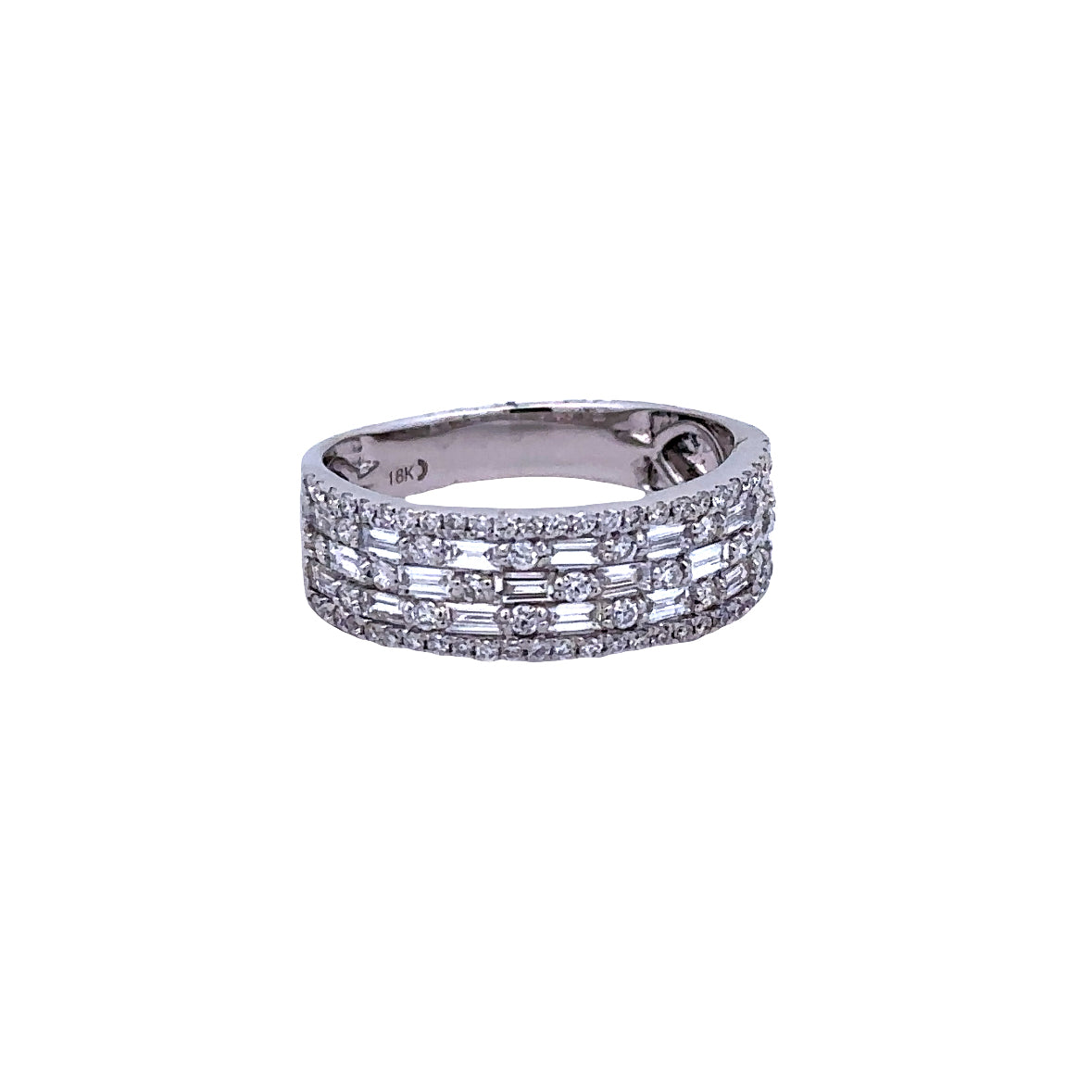 Lady's White 18 Karat Lined Fashion Ring With 0.85Tw Various Shapes G/H Vs2 Diamonds