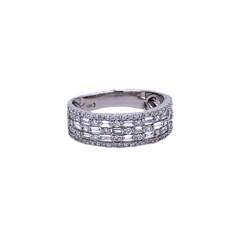 Lady's White 18 Karat Lined Fashion Ring With 0.85Tw Various Shapes G/H Vs2 Diamonds