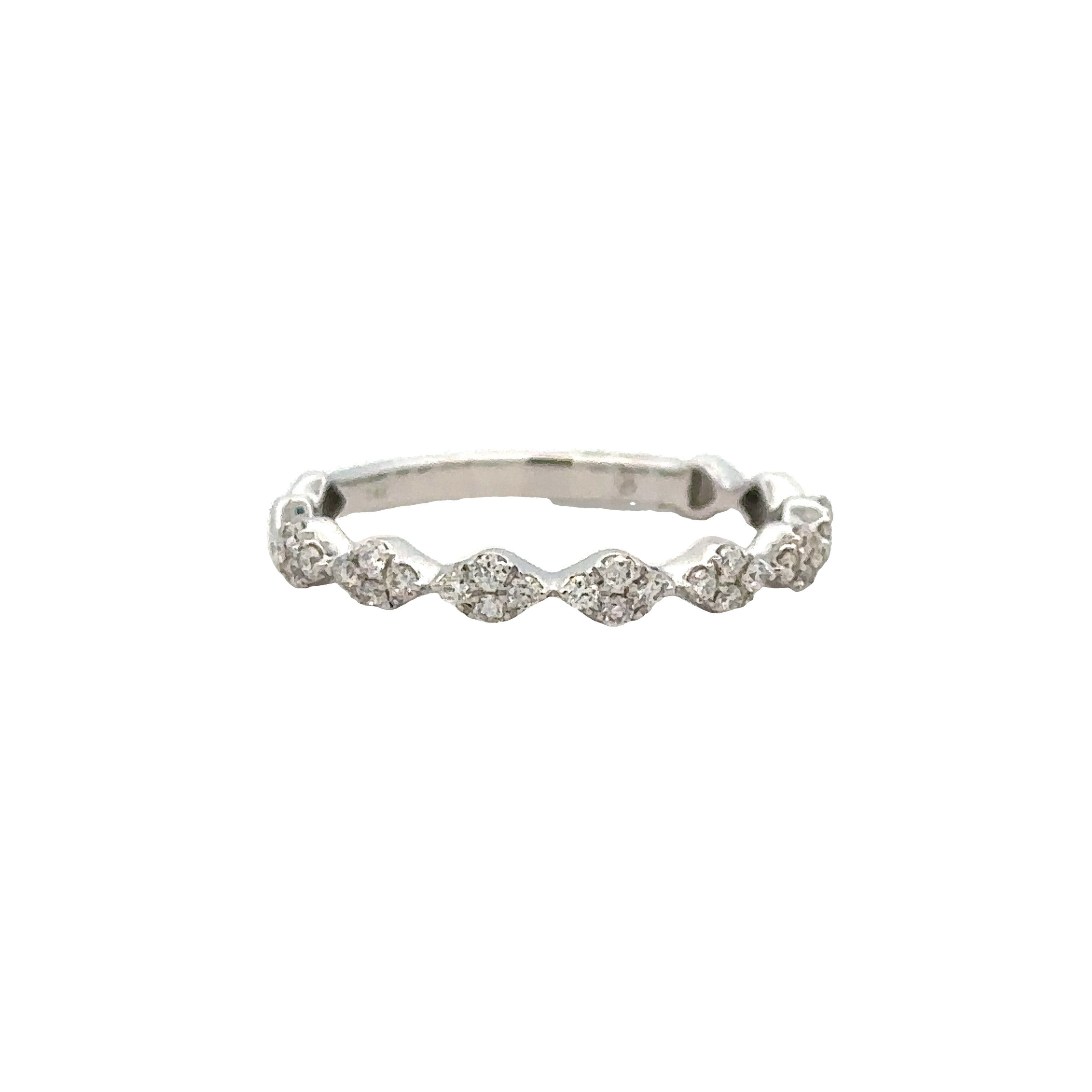 Lady's White 14 Karat Stackable Fashion Ring Size 6 With 28 = 0.20Tw Round G/H Si1 Diamonds