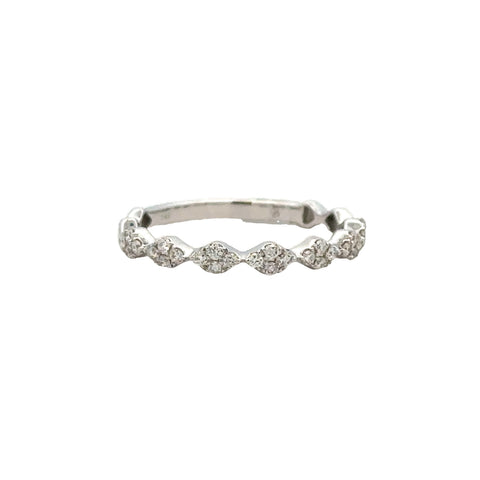 Lady's White 14 Karat Stackable Fashion Ring Size 6 With 28 = 0.20Tw Round G/H Si1 Diamonds