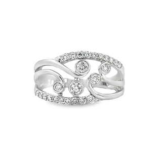 Lady's White 14 Karat Low Profile Bezel Fashion Ring Size 6.5 25 0.5tw Round G/H SI1 Diamonds