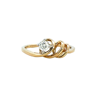 Lady's Yellow 14 Karat Swirl Fashion Ring Size 6.5 one 0.17ct Round G/H SI1 Diamond