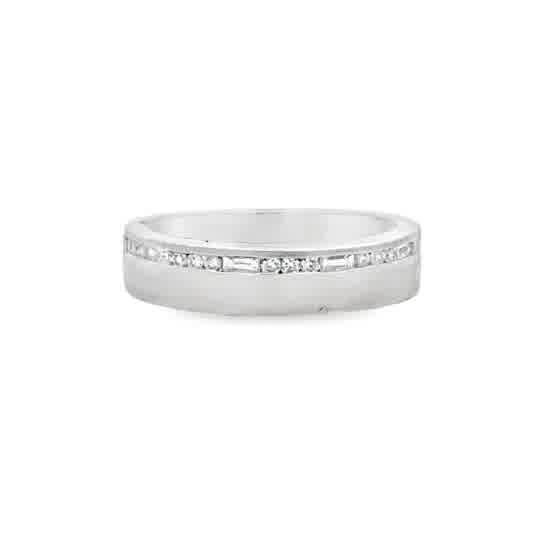 Lady's White 14 Karat Satin Offset Channel Fashion Ring Size 6.5 With 0.23Tw Various Shapes G/H Si1 Diamonds