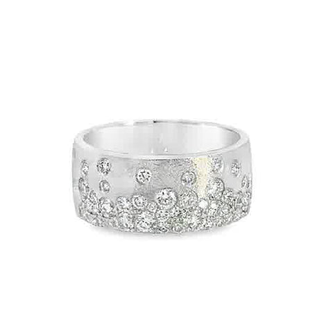 Lady's White 14 Karat Flush Set Cigar Band, 8.7Mm Width Fashion Ring With 1.04Tw Round Diamonds