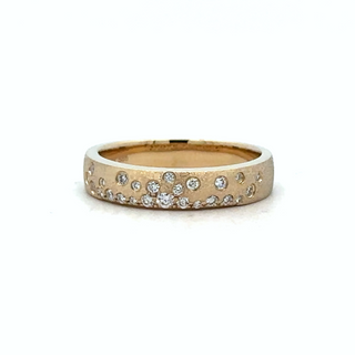 Lady's Yellow 14 Karat Satin 4.1Mm Flush Set Fashion Ring With 0.21Tw Round G/H Si1 Diamonds